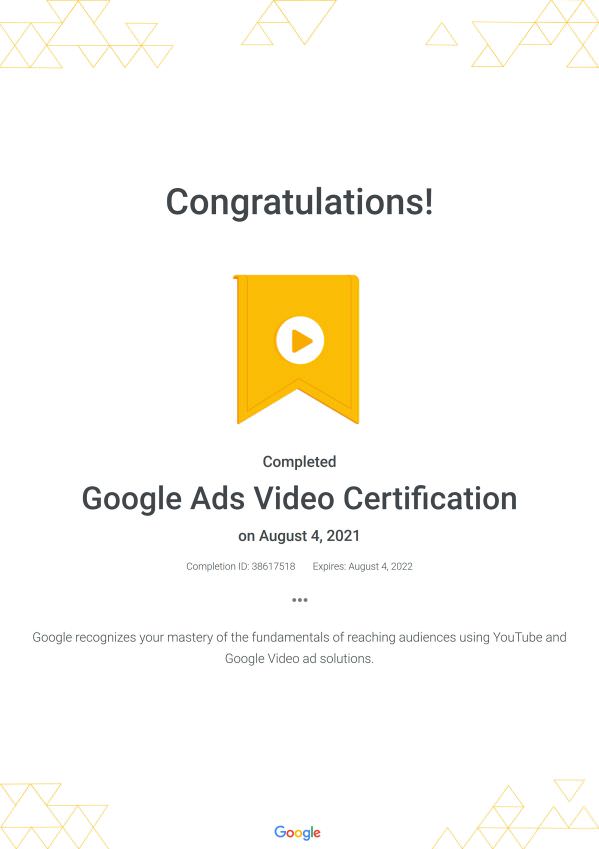 Google Ads Video Certification