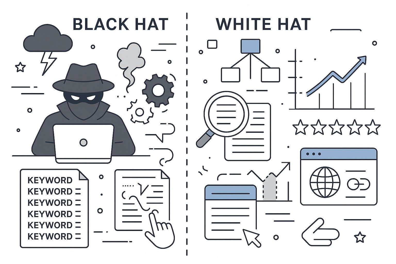 SEO 的黑帽与白帽手法的差异？